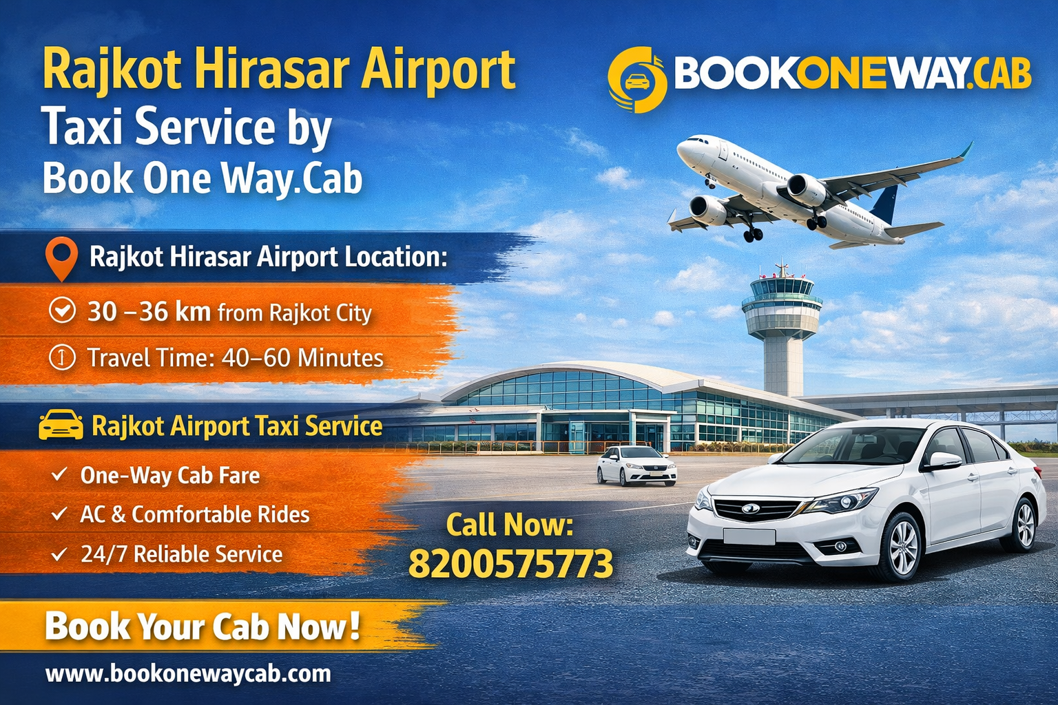 Rajkot Hirasar Airport Taxi Service by Book One Way Cab